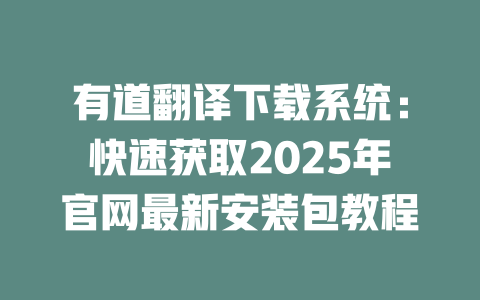 有道翻译下载系统：快速获取2025年官网最新安装包教程 二