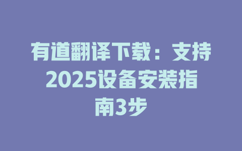 有道翻译下载：支持2025设备安装指南3步 二