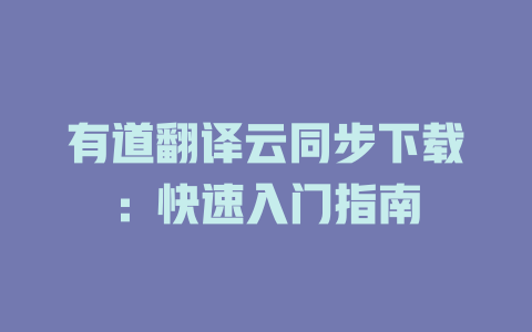 有道翻译云同步下载：快速入门指南 二