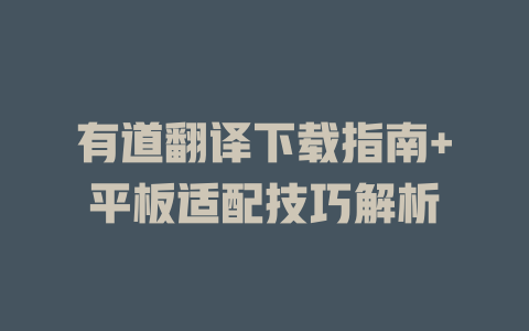 有道翻译下载指南+平板适配技巧解析 二