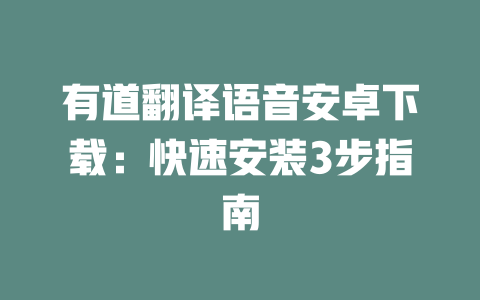 有道翻译语音安卓下载：快速安装3步指南 二