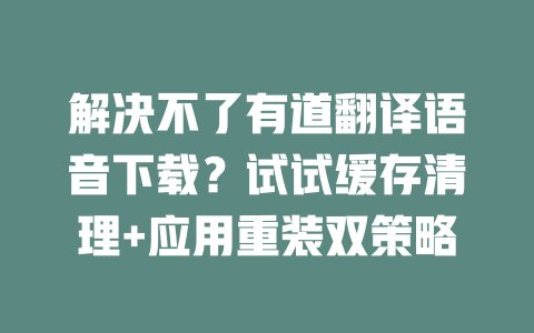 解决不了有道翻译语音下载?试试缓存清理+应用重装双策略 解决不了有道翻译语音下载?试试缓存清理+应用重装双策略 二