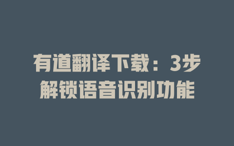 有道翻译下载：3步解锁语音识别功能 二