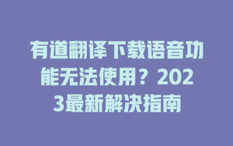 有道翻译下载语音功能无法使用？2023最新解决指南 二