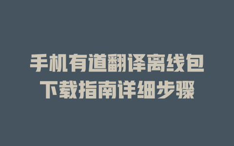 手机有道翻译离线包下载指南详细步骤 手机有道翻译离线包下载指南详细步骤 二