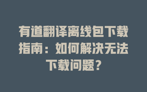 有道翻译离线包下载指南：如何解决无法下载问题？ 二