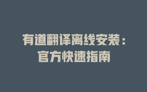 有道翻译离线安装：官方快速指南 二