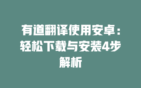 有道翻译使用安卓：轻松下载与安装4步解析 二