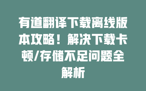 有道翻译下载离线版本攻略！解决下载卡顿/存储不足问题全解析 二
