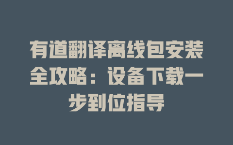 有道翻译离线包安装全攻略：设备下载一步到位指导 二