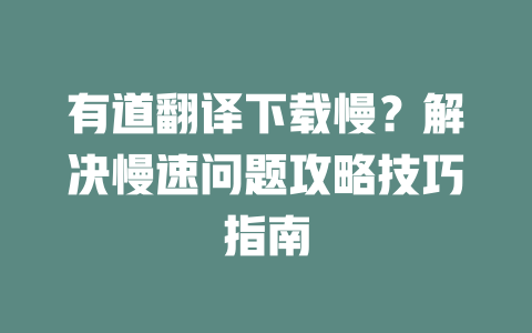 有道翻译下载慢？解决慢速问题攻略技巧指南 二