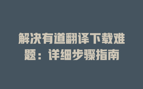 解决有道翻译下载难题：详细步骤指南 二